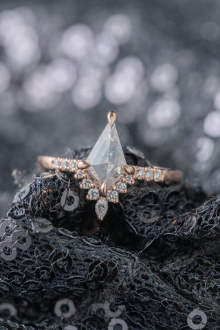 salt and pepper kite diamond ring