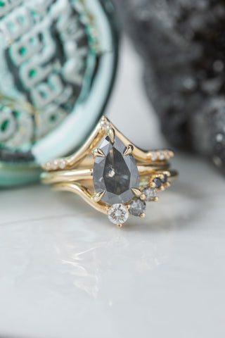 White Diamond Wedding Band, Mabel Setting, 14K Yellow Gold