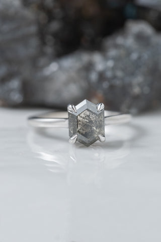 black hexagon diamond ring