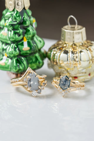 White Diamond Wedding Band, Mabel Setting, 14K Yellow Gold