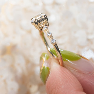 1.32 Carat Canadian Salt and Pepper Hexagon Diamond Engagement Ring, Nova Setting, 14k Yellow Gold