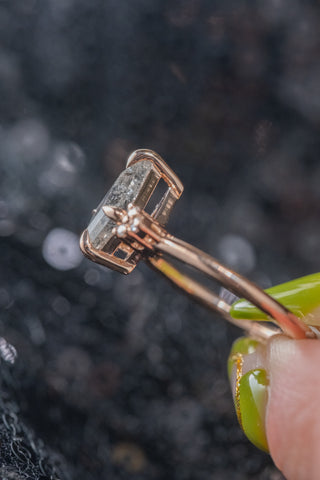 1.32 Carat Salt and Pepper Kite Diamond Engagement Ring, Quinn Setting, 14k Rose Gold