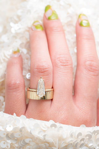 shield moissanite ring