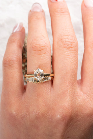 1.61 Carat Canadian Salt and Pepper Hexagon Diamond Engagement Ring, Basket Jane Setting, 14k Yellow Gold