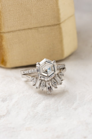 2.41 Carat Hexagon Moissanite Engagement Ring, Jules Setting, Platinum