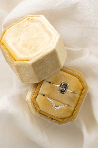 Marquise Diamond Wedding Band, Small Cleo Setting, 14K Yellow Gold