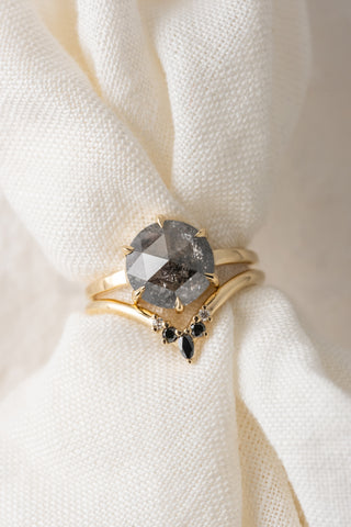 Marquise Diamond Rounded Wedding Band, Ombre Freya Setting, 14K Yellow Gold