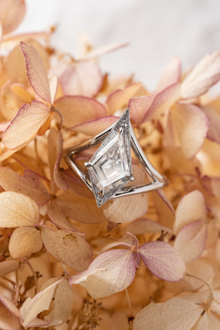 Kite Moissanite and Diamond Engagement Ring, Arwen Setting