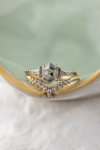 Marquise Diamond Wedding Band, Small Cleo Setting, 14K Yellow Gold