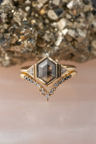 Ombre Diamond Wedding Band, Robin Setting, 14K Yellow Gold