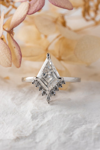 1.97 Carat Kite Moissanite Engagement Ring, Ava Setting, Platinum
