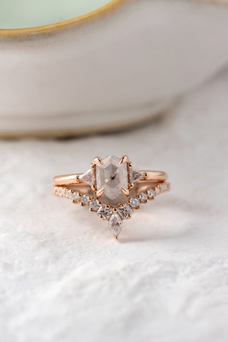 Moissanite Wedding Band, Willa Setting, 14K Rose Gold