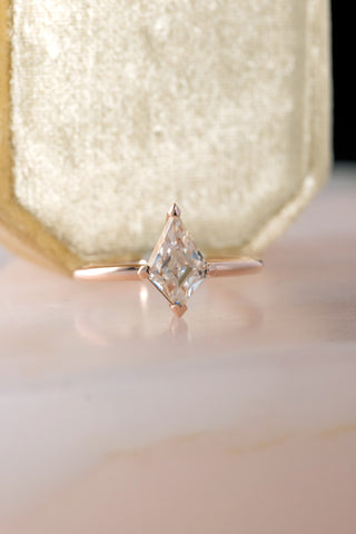 1.41 Carat Kite Moissanite Engagement Ring, Charlize Setting, 14k Rose Gold