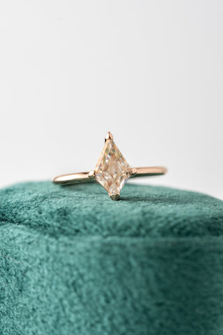 1.41 Carat Kite Moissanite Engagement Ring, Charlize Setting, 14k Rose Gold