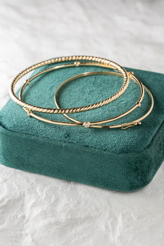 3mm Twisted 7 1/2" Bangle, 14k Yellow Gold