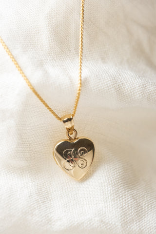 14k Yellow Gold Engraved Heart Locket