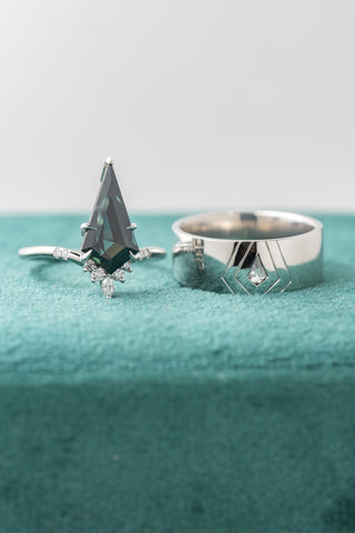 3.11 Carat Teal Kite Sapphire and Diamond Engagement Ring, Flora Setting, Platinum