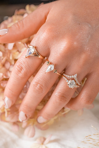 hexagon moissanite ring