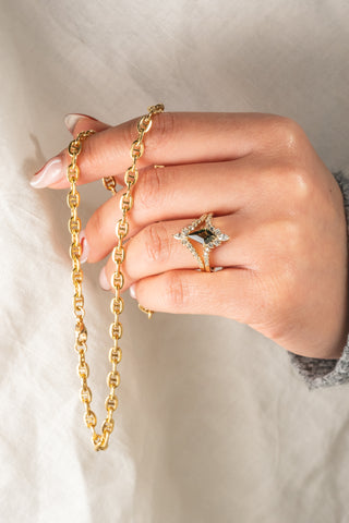 4.5mm Curbed Anchor, 16" Chain Necklace, 14k Yellow Gold Filled