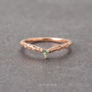 Pixie Wedding Ring, Triangle Lab Grown Green Sapphire