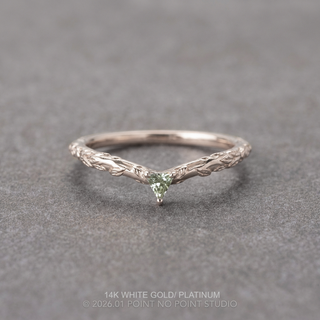 Pixie Wedding Ring, Triangle Lab Grown Green Sapphire