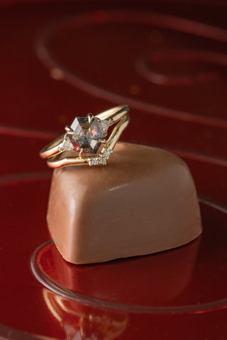 Triple Diamond Wedding Band, Quinn Setting, 14K Yellow Gold