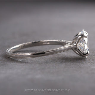 Hexagon Lab Diamond Engagement Ring, Engraved Tulip Setting
