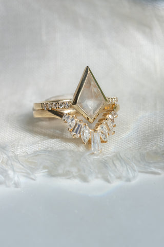 1.48 Carat Icy White Kite Diamond Engagement Ring, Bezel Jules Setting, 14K Yellow Gold