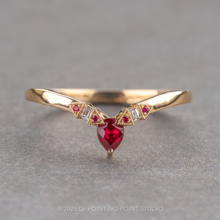 Azalea Wedding Ring, Ruby and Diamond, Loaf Band