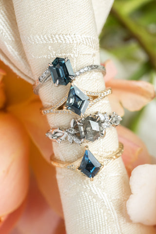 1.32 Carat Salt and Pepper Hexagon Diamond Engagement Ring, Ainsley Setting