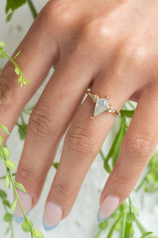 1.10 Carat Icy Salt and Pepper Kite Diamond Engagement Ring, Quinn Setting