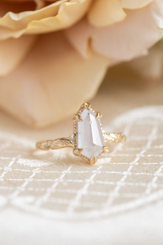 1.63 Carat Icy White Shield Diamond Engagement Ring, Pixie Setting