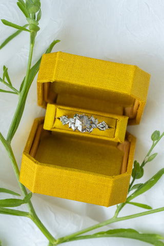 1.32 Carat Salt and Pepper Hexagon Diamond Engagement Ring, Ainsley Setting