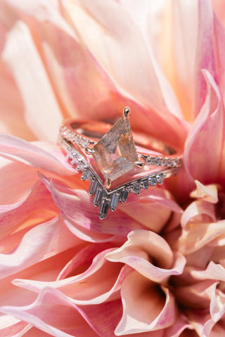 1.79 Carat Orange Salt and Pepper Kite Diamond Engagement Ring, Juliette Setting, 14k Rose Gold