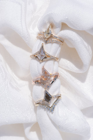 1.79 Carat Orange Salt and Pepper Kite Diamond Engagement Ring, Juliette Setting, 14k Rose Gold