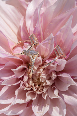 1.36 Carat Icy Salt and Pepper Kite Diamond Engagement Ring, River Setting, 14K Yellow Gold