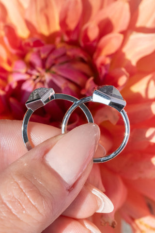 2.76 Carat Black Salt and Pepper Hexagon Diamond Engagement Ring, Bezel Jane Setting, Platinum