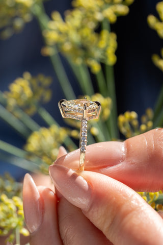 1.22 Carat Clear Kite Diamond Engagement Ring, Juliette Setting, 14k Yellow Gold