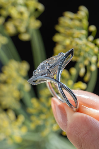 1.53 Carat Kite Lab Diamond Engagement Ring, Twisted Arwen Setting, Platinum