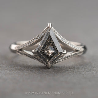 1.34 Carat Salt and Pepper Kite Diamond Engagement Ring, Mackenzie Setting, Platinum