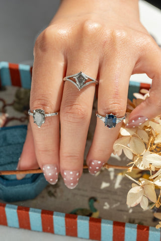 1.34 Carat Salt and Pepper Kite Diamond Engagement Ring, Mackenzie Setting, Platinum