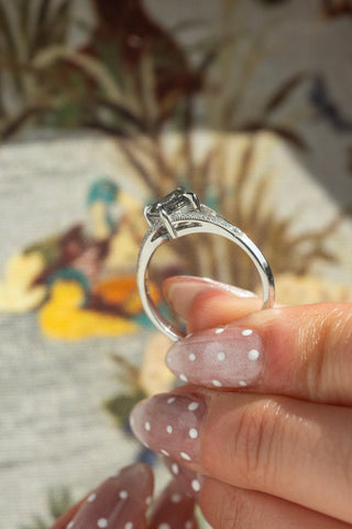 1.34 Carat Salt and Pepper Kite Diamond Engagement Ring, Mackenzie Setting, Platinum