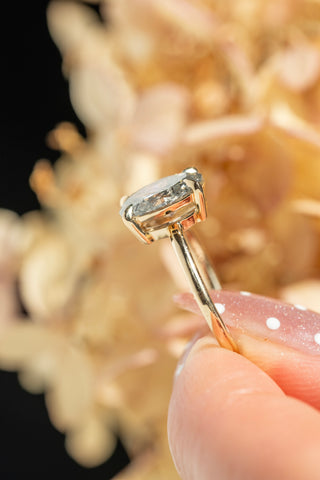 1.67 Carat Salt and Pepper Oval Diamond Engagement Ring, Basket Jane Setting, 14K Yellow Gold