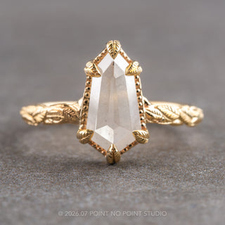 1.63 Carat Icy White Shield Diamond Engagement Ring, Pixie Setting