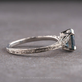 1.70 Carat Deep Blue Hexagon Sapphire and Diamond Engagement Ring, Claire Setting