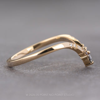 Flora Wedding Ring, 9 White, Burnt Orange, and Salt and Pepper Diamond, Loaf Band