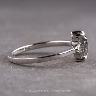 1.41 Carat Salt and Pepper Emerald Shaped Diamond Engagement Ring, Zoe Setting