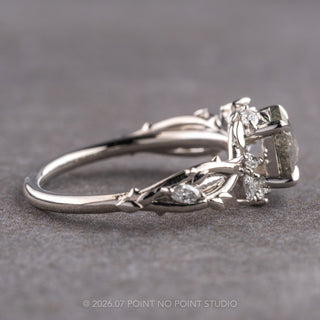 1.32 Carat Salt and Pepper Hexagon Diamond Engagement Ring, Ainsley Setting