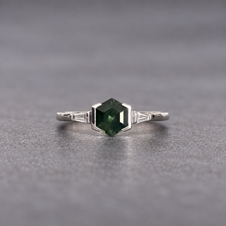 Custom Sapphire Partial Bezel Zoe Engagement Ring
