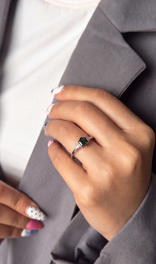 Custom Sapphire Partial Bezel Zoe Engagement Ring